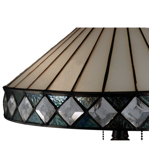 Meyda Tiffany Diamond Ring Table Lamp - Stained Glass Diamond Ring Table Lamp Shade Closeup