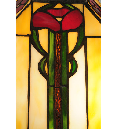 Meyda Tiffany Poppy Table Lamp - Stained Glass Poppy Table Lamp Shade Closeup