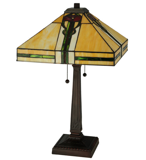 Meyda Tiffany Poppy Table Lamp - Stained Glass Poppy Table Lamp Turned Off