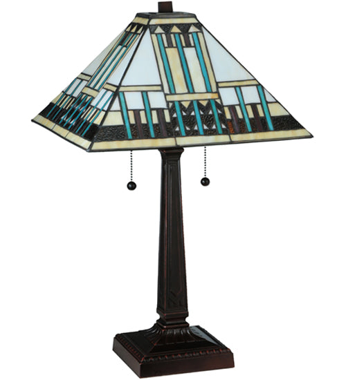 Meyda Tiffany Prairie Peaks Table Lamp - Stained Glass Prairie Peaks Table Lamp Turned Off