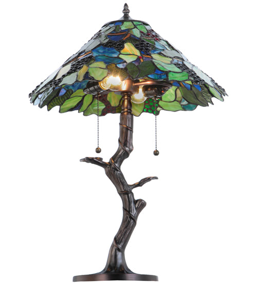 Meyda Tiffany Fruit Tree Table Lamp - Stained Glass Fruit Tree Table Lamp Bulb View
