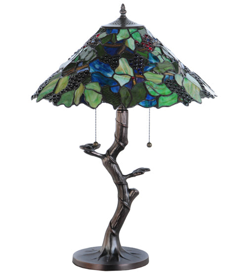 Meyda Tiffany Fruit Tree Table Lamp - Stained Glass Fruit Tree Table Lamp Turned Off