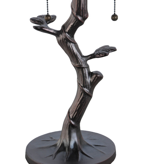 Meyda Tiffany Fruit Tree Table Lamp - Stained Glass Fruit Tree Table Lamp Base Closeup