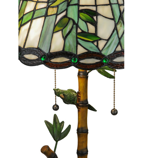 Meyda Tiffany Loro Paraiso Table Lamp - Stained Glass Loro Paraiso Table Lamp Closeup