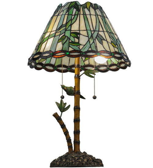 Meyda Tiffany Loro Paraiso Table Lamp - Stained Glass Loro Paraiso Table Lamp Bulb View