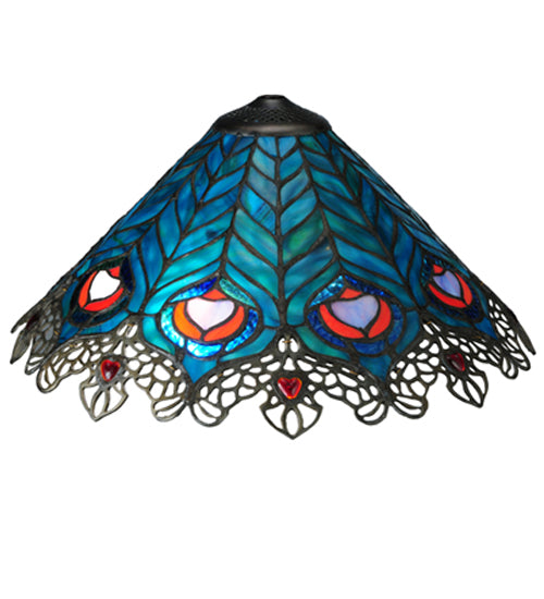 Meyda Tiffany Peacock and Lace Table Lamp - Stained Glass Peacock and Lace Table Lamp Shade