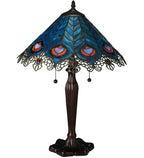 Meyda Tiffany Peacock and Lace Table Lamp - Stained Glass Peacock and Lace Table Lamp Turned Off