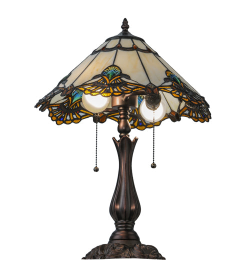 Meyda Tiffany Jewel Carousel Table Lamp - Stained Glass Jewel Carousel Table Lamp Bulb View
