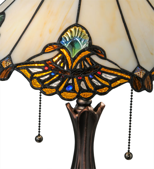 Meyda Tiffany Jewel Carousel Table Lamp - Stained Glass Jewel Carousel Table Lamp Shade Closeup