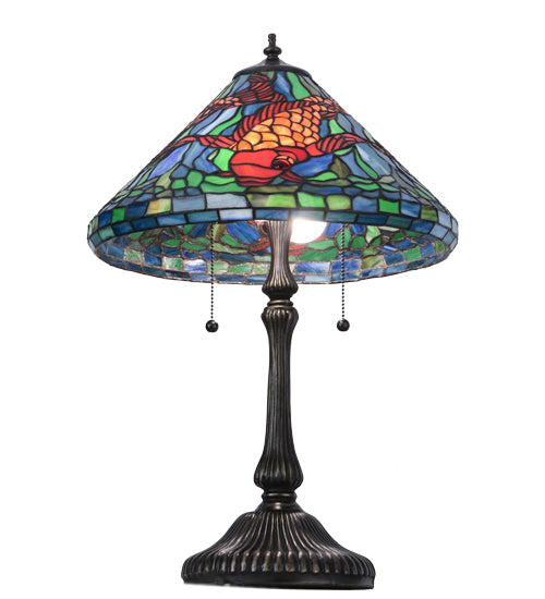 Meyda Tiffany Koi Table Lamp - Stained Glass Koi Table Lamp Bulb View