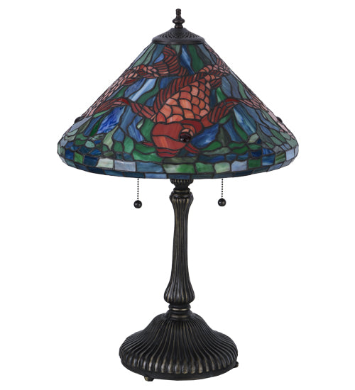 Meyda Tiffany Koi Table Lamp - Stained Glass Koi Table Lamp Turned Off