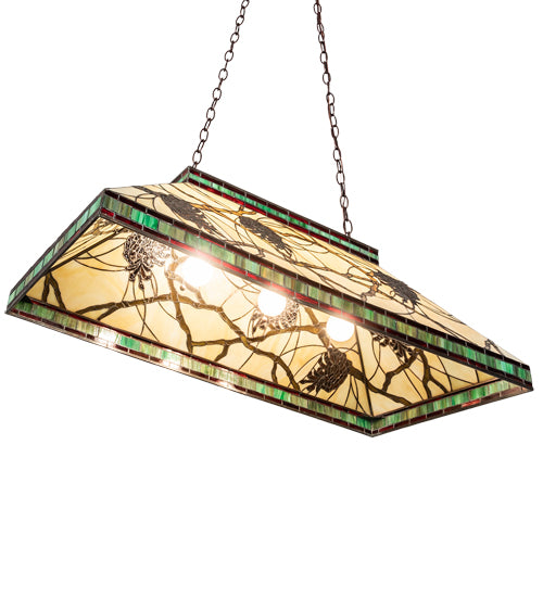 Meyda Tiffany Pinecone Mission Oblong Pendant - Stained Glass Pinecone Mission Oblong Pendant Bulb View