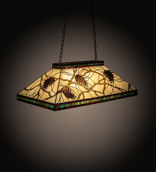 Meyda Tiffany Pinecone Mission Oblong Pendant - Stained Glass Pinecone Mission Oblong Pendant Room Setting