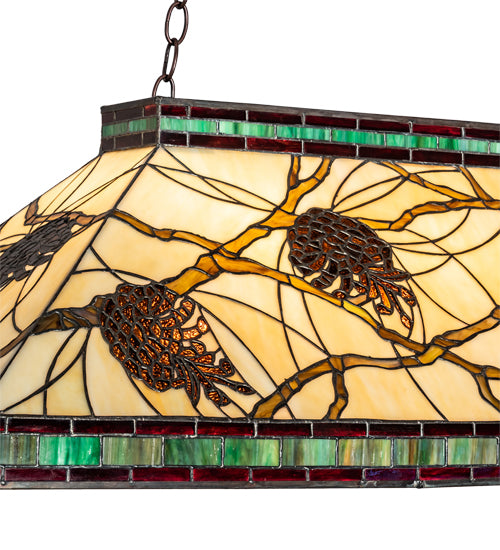 Meyda Tiffany Pinecone Mission Oblong Pendant - Stained Glass Pinecone Mission Oblong Pendant Shade Closeup