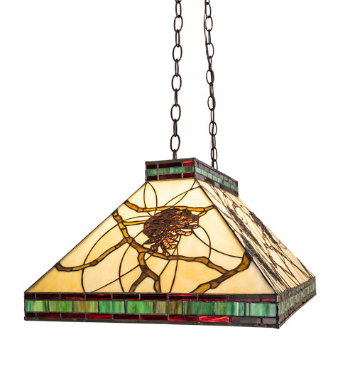 Meyda Tiffany Pinecone Mission Oblong Pendant - Stained Glass Pinecone Mission Oblong Pendant Side View