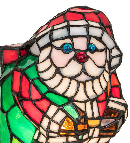 Meyda Tiffany Small Santa Accent Lamp - Stained Glass Small Santa Accent Lamp Closeup