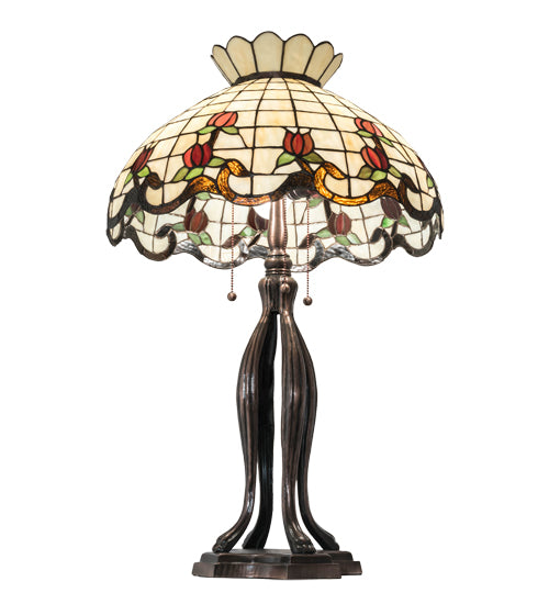 Meyda Tiffany Crowned Rosebud Table Lamp - Stained Glass Crowned Rosebud Table Lamp Upwards View