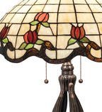 Meyda Tiffany Crowned Rosebud Table Lamp - Stained Glass Crowned Rosebud Table Lamp Shade Closeup