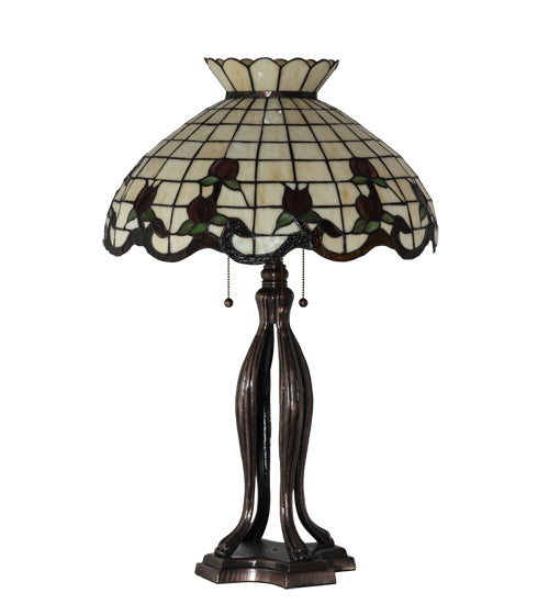 Meyda Tiffany Crowned Rosebud Table Lamp - Stained Glass Crowned Rosebud Table Lamp Turned Off