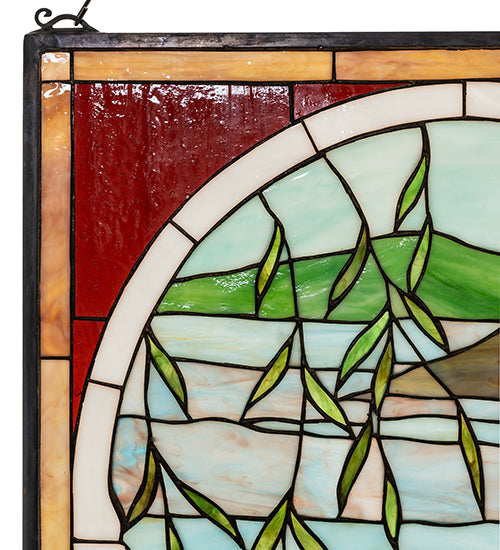 Meyda Tiffany Swans Stained Glass Window - Stained Glass Swans Stained Glass Window Closeup