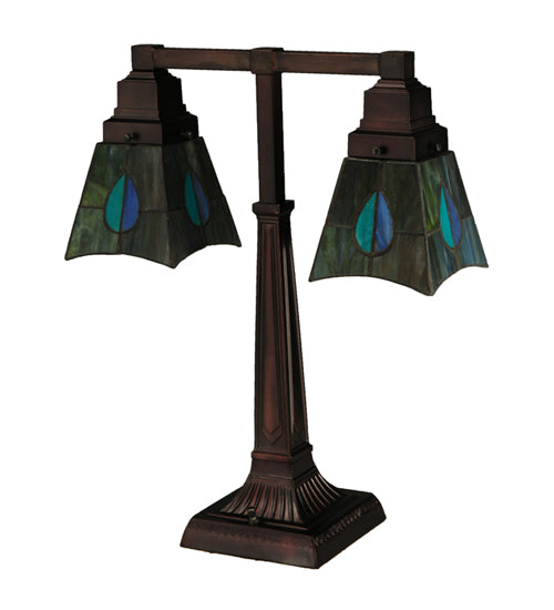 Meyda Tiffany Mackintosh Leaf Table Lamp - Stained Glass Mackintosh Leaf Table Lamp Turned Off