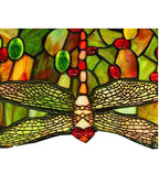 Meyda Tiffany Hanging Head Dragonfly 32" Billiards Lamp - Stained Glass Hanging Head Dragonfly 32" Billiards Lamp Shade Closeup