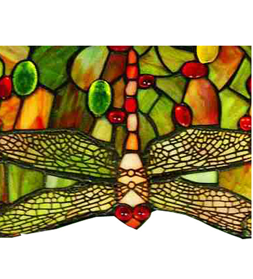 Meyda Tiffany Hanging Head Dragonfly 32" Billiards Lamp - Stained Glass Hanging Head Dragonfly 32" Billiards Lamp Shade Closeup