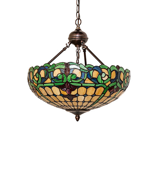 Meyda Tiffany Colonial Inverted Pendant - Stained Glass Colonial Inverted Pendant Turned Off