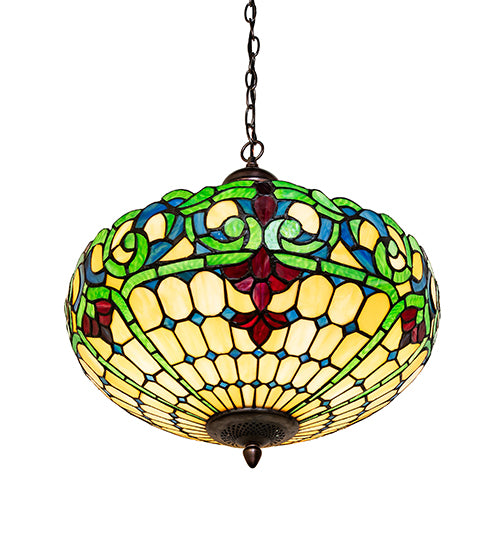 Meyda Tiffany Colonial Inverted Pendant - Stained Glass Colonial Inverted Pendant 