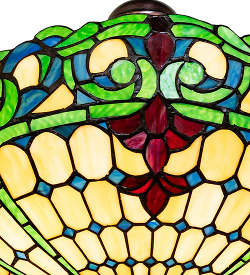 Meyda Tiffany Colonial Inverted Pendant - Stained Glass Colonial Inverted Pendant Shade Closeup
