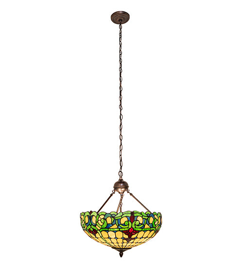Meyda Tiffany Colonial Inverted Pendant - Stained Glass Colonial Inverted Pendant Full Lamp