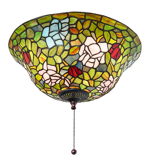 Meyda Tiffany Rosebush Flush Mount - Stained Glass Rosebush Flush Mount Upwards View
