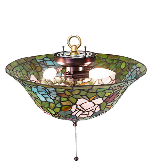 Meyda Tiffany Rosebush Flush Mount - Stained Glass Rosebush Flush Mount Bulb View