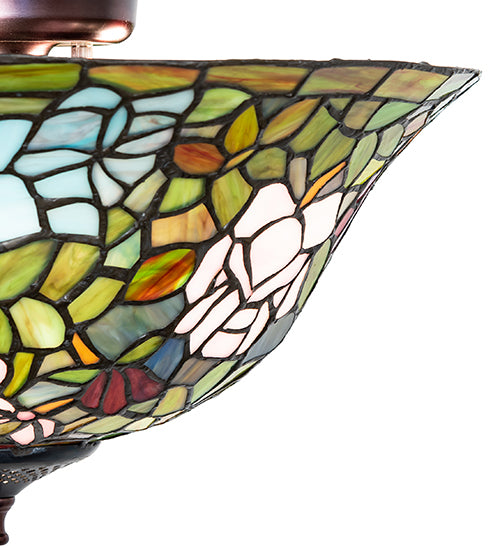 Meyda Tiffany Rosebush Flush Mount - Stained Glass Rosebush Flush Mount Shade Closeup