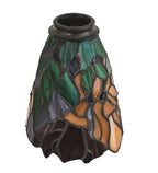 Meyda Tiffany Orange Iris Fanlite Shade - Stained Glass Orange Iris Fanlite Shade Turned Off