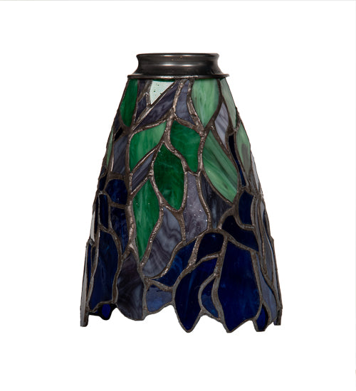 Meyda Tiffany Blue Iris Fanlite Shade - Stained Glass Blue Iris Fanlite Shade Turned Off