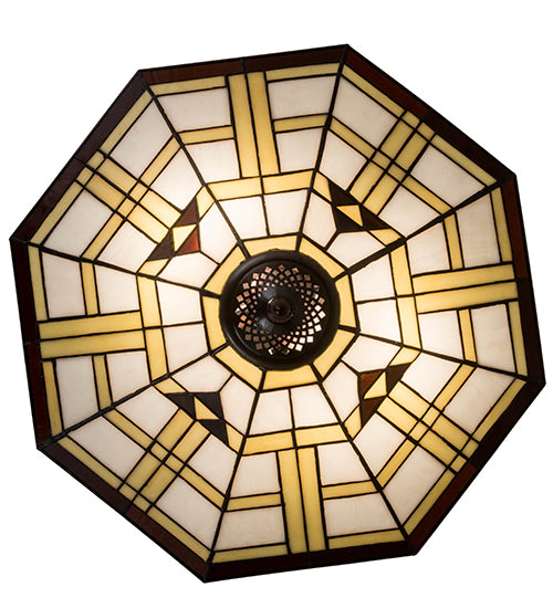 Meyda Tiffany Arrowhead Mission Flush Mount - Stained Glass Arrowhead Mission Flush Mount Bottom View