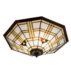 Meyda Tiffany Arrowhead Mission Flush Mount - Stained Glass Arrowhead Mission Flush Mount Turned On