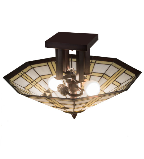 Meyda Tiffany Arrowhead Mission Flush Mount - Stained Glass Arrowhead Mission Flush Mount Bulb View