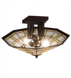Meyda Tiffany Arrowhead Mission Flush Mount - Stained Glass Arrowhead Mission Flush Mount Bulb View