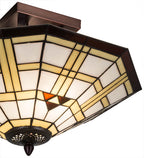 Meyda Tiffany Arrowhead Mission Flush Mount - Stained Glass Arrowhead Mission Flush Mount Shade Closeup