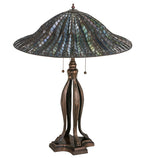 Meyda Tiffany Lotus Leaf 30" Table Lamp - Stained Glass Lotus Leaf 30" Table Lamp Turned Off