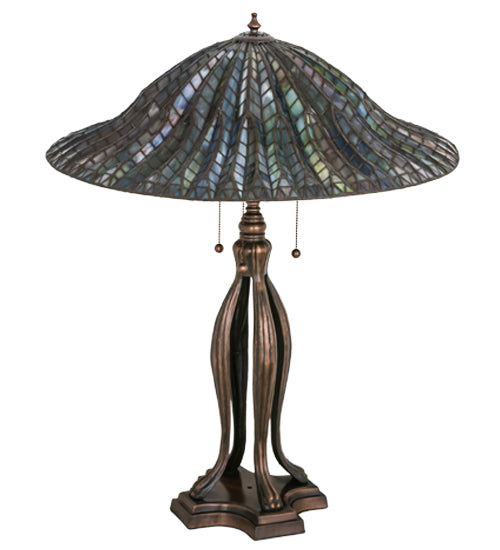 Meyda Tiffany Lotus Leaf 30" Table Lamp - Stained Glass Lotus Leaf 30" Table Lamp Turned Off