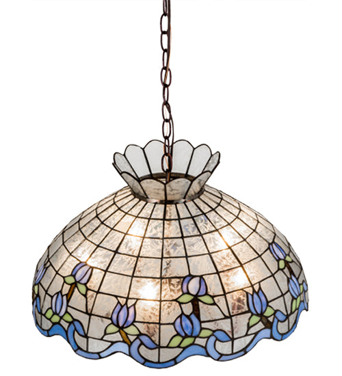 Meyda Tiffany Rosebud Ribbon Pendant - Blue - Stained Glass Rosebud Ribbon Pendant - Blue Top View
