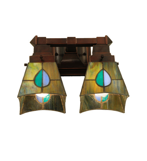 Meyda Tiffany Mackintosh Leaf 2-Lt Sconce - Stained Glass Mackintosh Leaf 2-Lt Sconce Bulb View