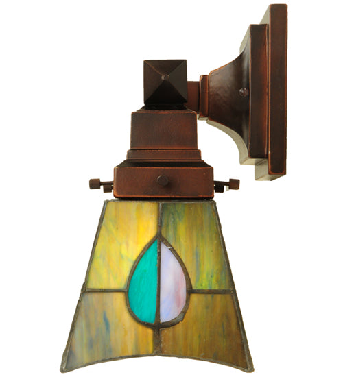 Meyda Tiffany Mackintosh Leaf 2-Lt Sconce - Stained Glass Mackintosh Leaf 2-Lt Sconce Side View