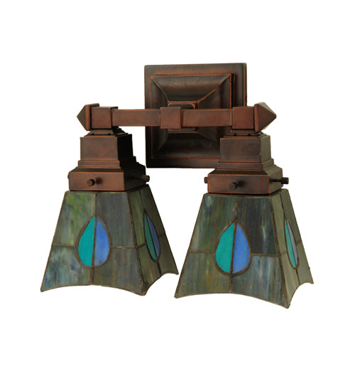 Meyda Tiffany Mackintosh Leaf 2-Lt Sconce - Stained Glass Mackintosh Leaf 2-Lt Sconce Turned Off