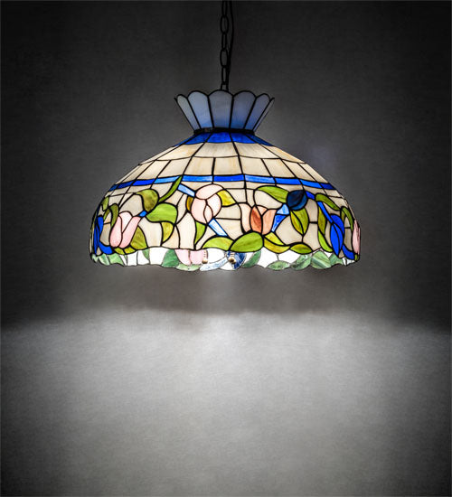 Meyda Tiffany Rose Vine Pendant - Stained Glass Rose Vine Pendant Room Setting
