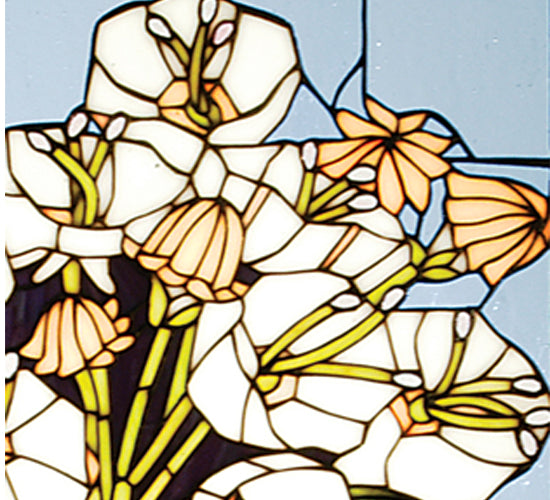 Meyda Tiffany Mountain Laurel Art Glass Window - Stained Glass Mountain Laurel Art Glass Window Flower Closeup
