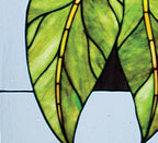 Meyda Tiffany Mountain Laurel Art Glass Window - Stained Glass Mountain Laurel Art Glass Window Leaf Closeup
